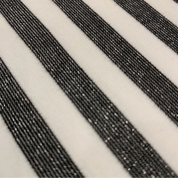 Brooke Shields Timeless Short Sleeve Metallic Striped Blouse Woman’s Size XL - Picture 2 of 11